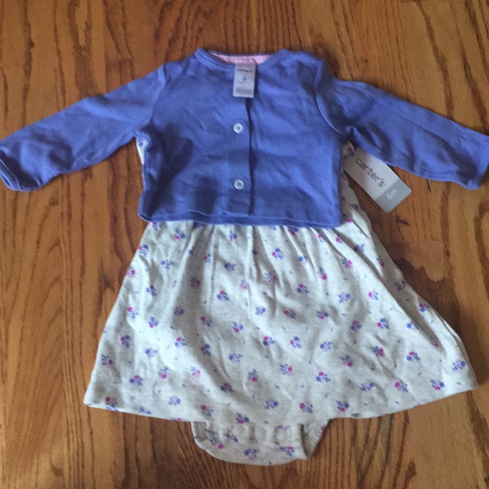 6 month baby girl Carter's dress and cardigan NWT